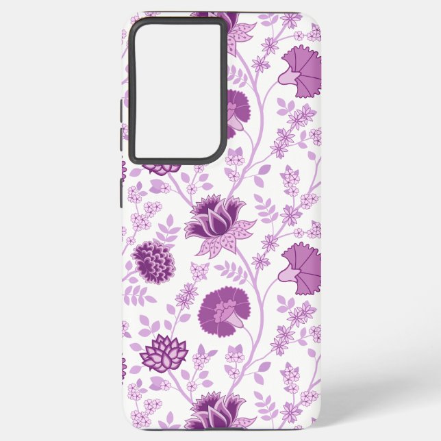 Jacobobobohnenflorale Big Pattern Pinks auf Weiß Samsung Galaxy Hülle (Rückseite)