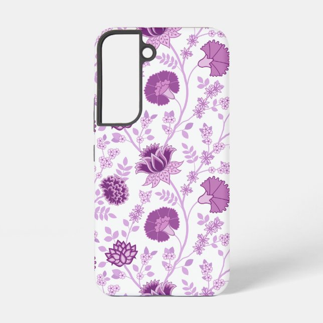 Jacobobobohnenflorale Big Pattern Pinks auf Weiß Samsung Galaxy Hülle (Rückseite)