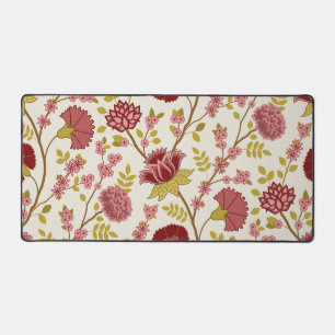 Jacobobohne Blumenmuster LG Muster Reds Pinks Gold Schreibtischunterlage