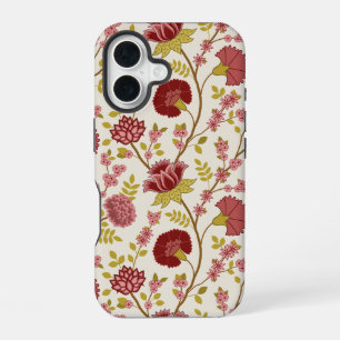 Jacobobohne Grosse Muster Reds Pinks Gold Creme iPhone 16 Hülle
