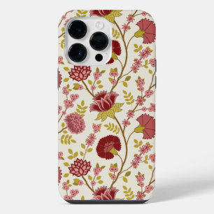 Jacobobohne Grosse Muster Reds Pinks Gold Creme iPhone 14 Pro Max Hülle