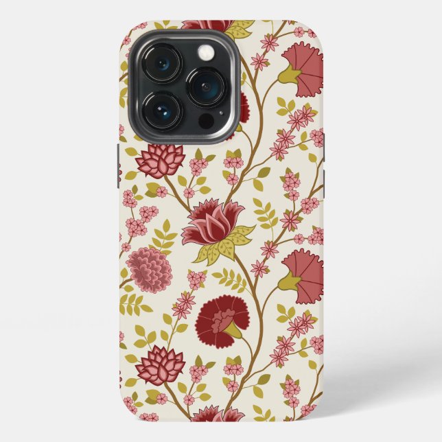 Jacobobohne Grosse Muster Reds Pinks Gold Creme iPhone Hülle (Hinten)