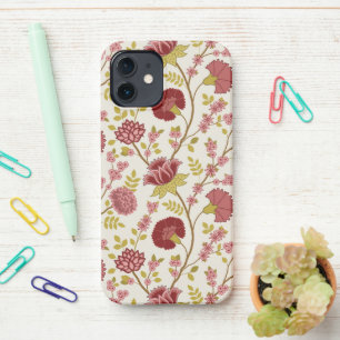 Jacobobohne Grosse Muster Reds Pinks Gold Creme iPhone 12 Hülle