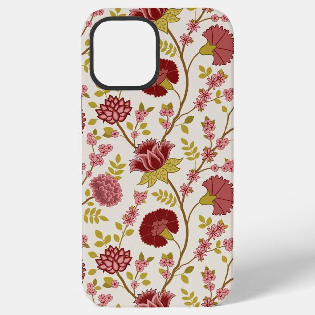 Jacobobohne Grosse Muster Reds Pinks Gold Creme iPhone Hülle (Rückseite)