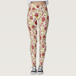 Jacobobohne Grosse Muster Reds Pinks Gold Creme Leggings
