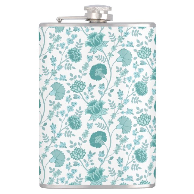 Jacobobohne Muster Tees auf Weiß Flachmann (Vorderseite)