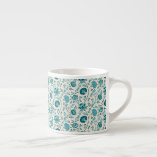 Jacobobohnenfloral Repeat Muster Teals auf Creme Espressotasse