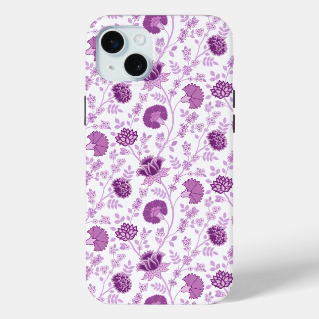 Jacobobohnenfloral Repeat Pattern Pinks auf Weiß Case-Mate iPhone Hülle (Rückseite)