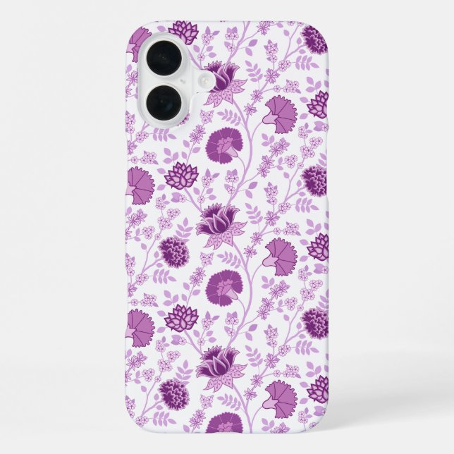 Jacobobohnenfloral Repeat Pattern Pinks auf Weiß iPhone Hülle (Rückseite)