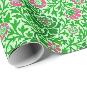 Jacobobohnes Blumenwallpaper, Emerald und Lime Gre Geschenkpapier