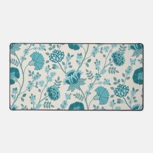 Jacobohne Blumenmuster Lg Muster Teals auf Creme Schreibtischunterlage
