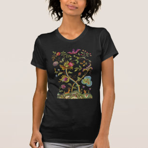 Jacobohne Crewel Stickerei Baum des Lebens T-Shirt