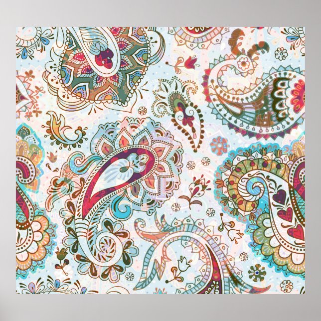Jacobohne Ethnic Floral Pattern Poster (Vorne)