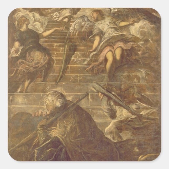 Jacob's Ladder (Öl auf Leinwand) Quadratischer Aufkleber (Vorderseite)