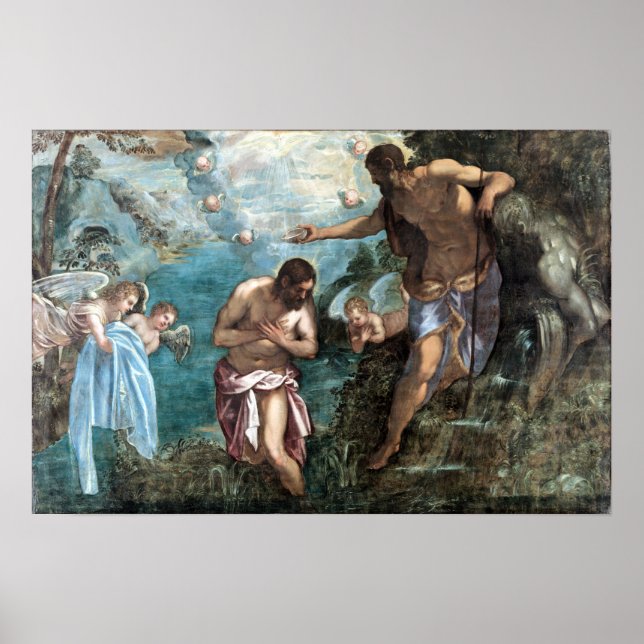 Jacopo Tintoretto Taufe Christi Poster (Vorne)