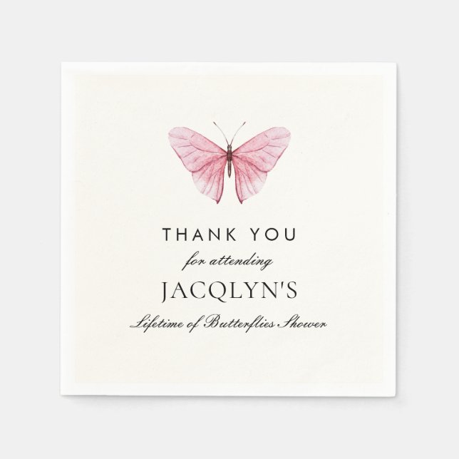 Jacqlyn's Lebenslange Schmetterlingsdusche Danke Serviette (Vorderseite)