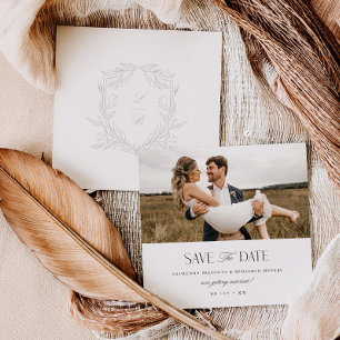 Jacquard-Crest Save-the-Date-Hochzeits-Fotokarte Save The Date