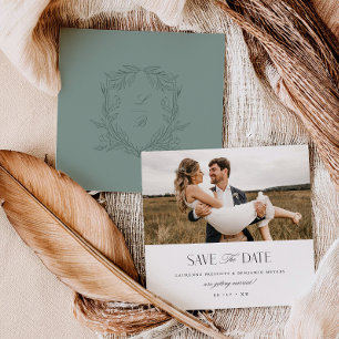 Jacquard-Wappen-Hochzeitstermin-Karte mit Foto Save The Date