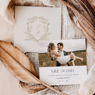 Jacquard Wappen Save the Date Hochzeitsfotokarte
