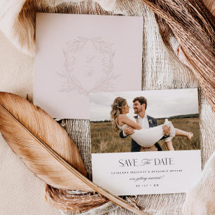 Jacquard Wappen Save the Date Hochzeitsfotokarte