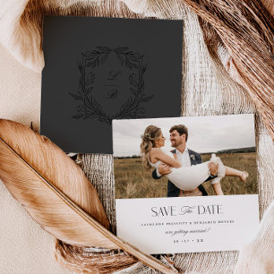 Jacquard Wappen Save the Date Hochzeitsfotokarte