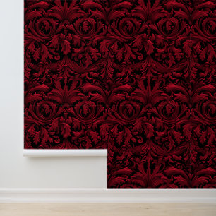 Jacquard Wirbel-Tapete Rot Gothic Tapete