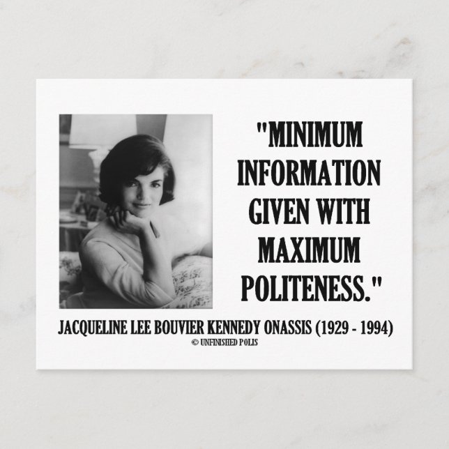 Jacqueline Kennedy Minimalinformationspolitik Begleitkarte (Vorderseite)
