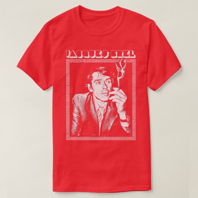 Jacques Brel Retro Fan Design 1 T-Shirt (Design vorne)