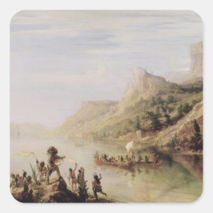 Jacques Cartier, der das St. Lawrence entdeckt Quadratischer Aufkleber