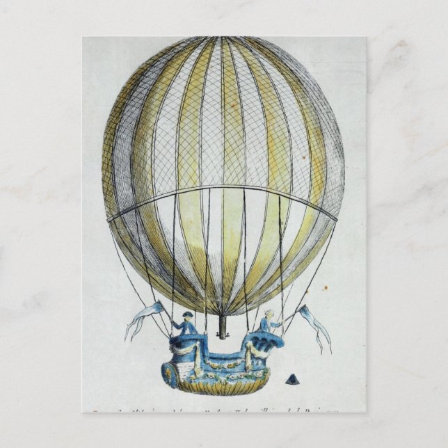 Jacques Charles und Nicholas Robert's Ballon Postkarte (Vorderseite)