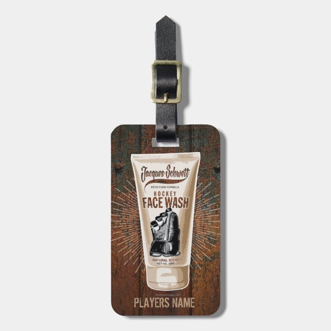 Jacques Schwett Hockey Face Wash Gepäck Tag Gepäckanhänger (Vorderseite vertikal)