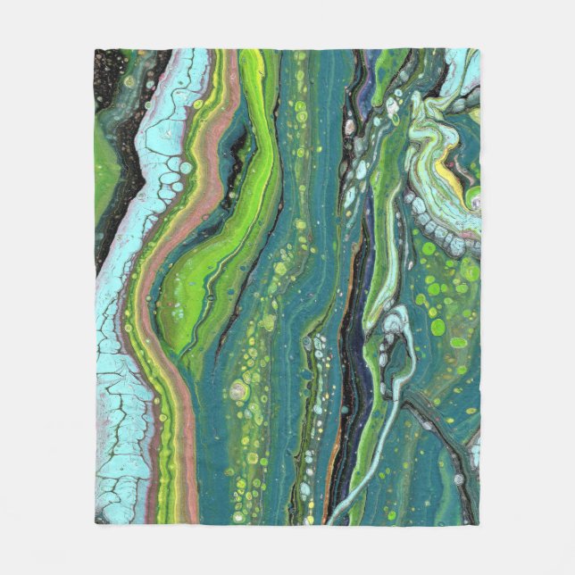 Jada 3 Crazy Green Abstrakt Throw Blanket Fleecedecke (Vorderseite)