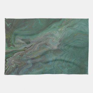 Jade 2 Deep Grün Abstrakt Geschirrtuch