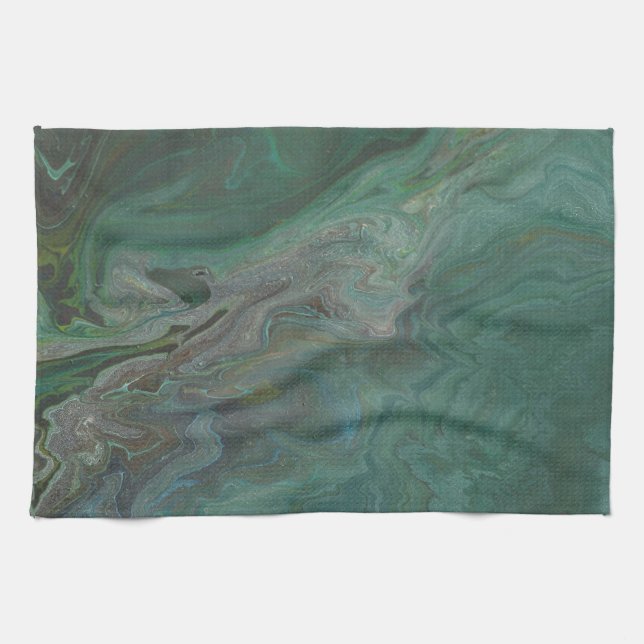Jade 2 Deep Grün Abstrakt Geschirrtuch (Horizontal)