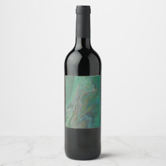 Jade 3 Fluid Deep Green Abstrakt Wine Flasche Labe Weinetikett