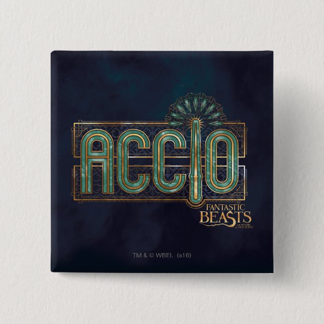 Jade Art Deco ACCIO™ Spell Graphic Button (Vorderseite)