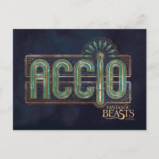 Jade Art Deco ACCIO™ Spell Graphic Postkarte (Vorderseite)