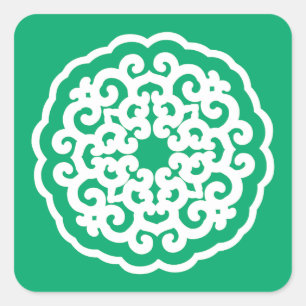 Jade Asian Moods Mandalla Quadratischer Aufkleber