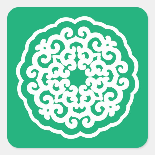 Jade Asian Moods Mandalla Quadratischer Aufkleber (Vorderseite)