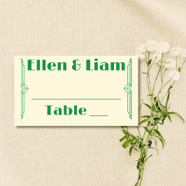 Jade auf Beige Hochzeit der 1920er Jahre Platzkarte