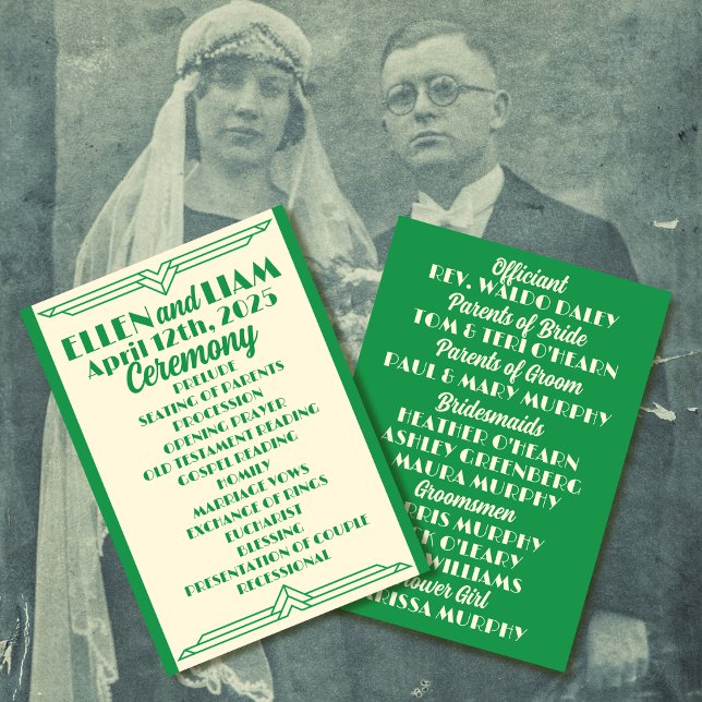 Jade auf Beige Hochzeit der 1920er Jahre Programm (Von Creator hochgeladen)