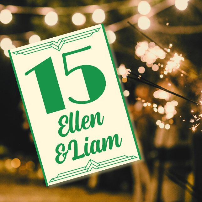 Jade auf Beige Hochzeit der 1920er Jahre Tischnummer (Von Creator hochgeladen)