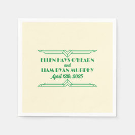 Jade auf Beige Wedding Cocktail aus den 1920er Jah Serviette