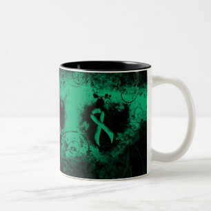 Jade Awareness Ribbon Grunge Herz Zweifarbige Tasse