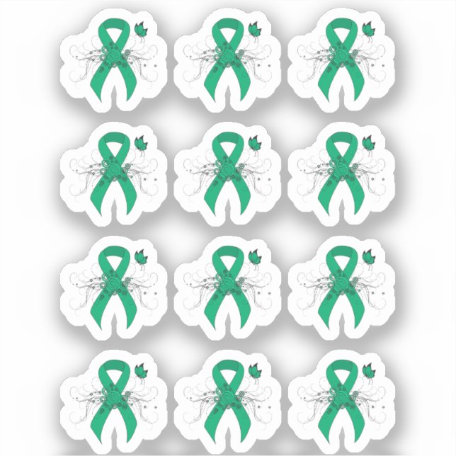 Jade Awareness Ribbon mit Butterfly Aufkleber (Vorderseite)