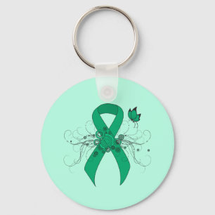 Jade Awareness Ribbon mit Butterfly Schlüsselanhänger