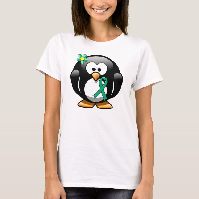 Jade Awareness Ribbon Penguin T-Shirt (Vorderseite)