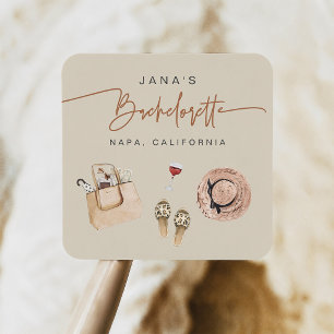 JADE Bohemian Napa Weinland Junggesellinnenabschie Quadratischer Aufkleber