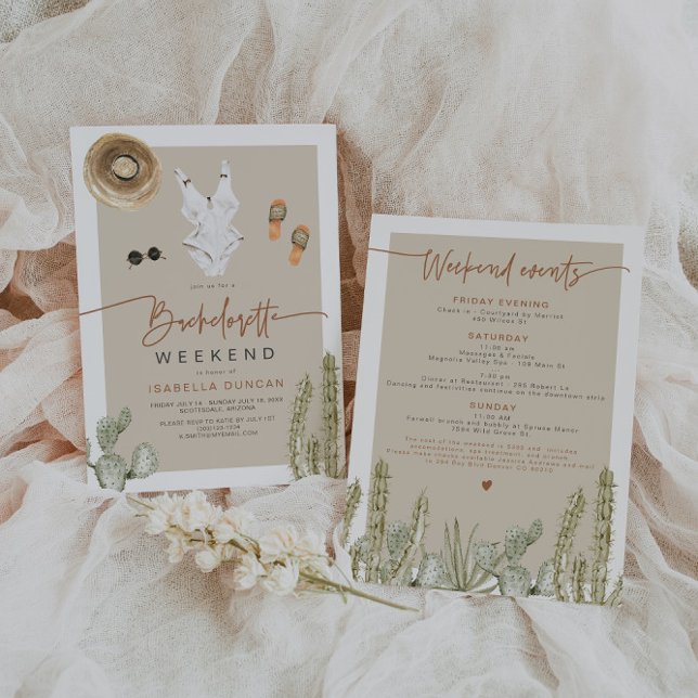 JADE Bohemisch Wüste Cactus Bachelorette Itinerary Einladung (Von Creator hochgeladen)