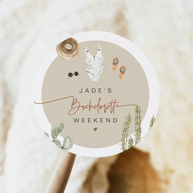 JADE Boho Wüste Cactus Scottsdale Vor dem Schleier Runder Aufkleber (Von Creator hochgeladen)